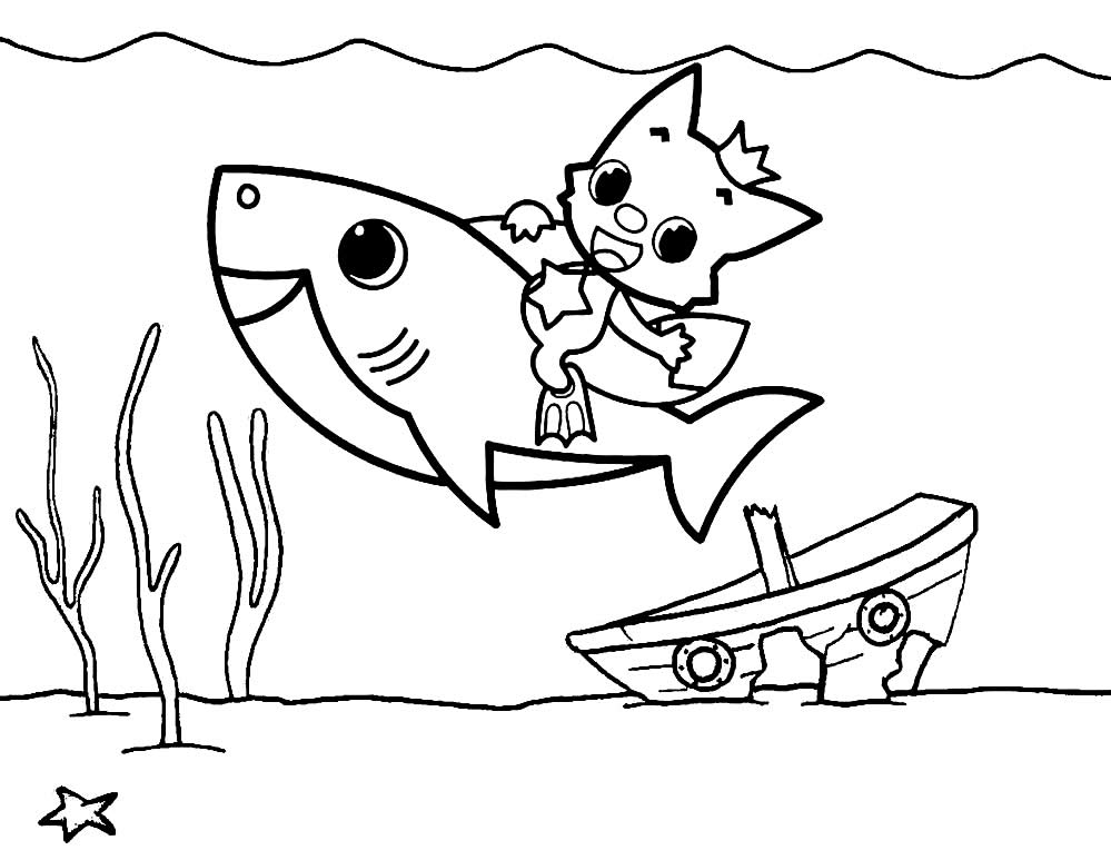 Desenho de Baby Shark para colorir