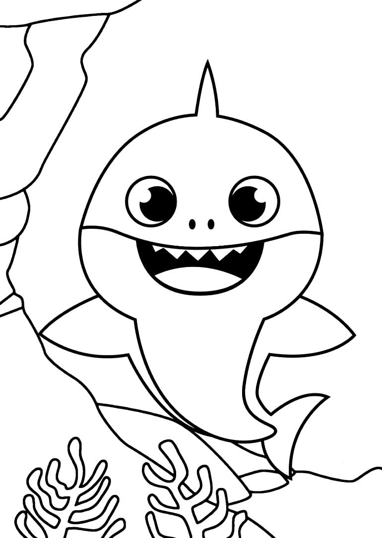 Desenho de Baby Shark para pintar