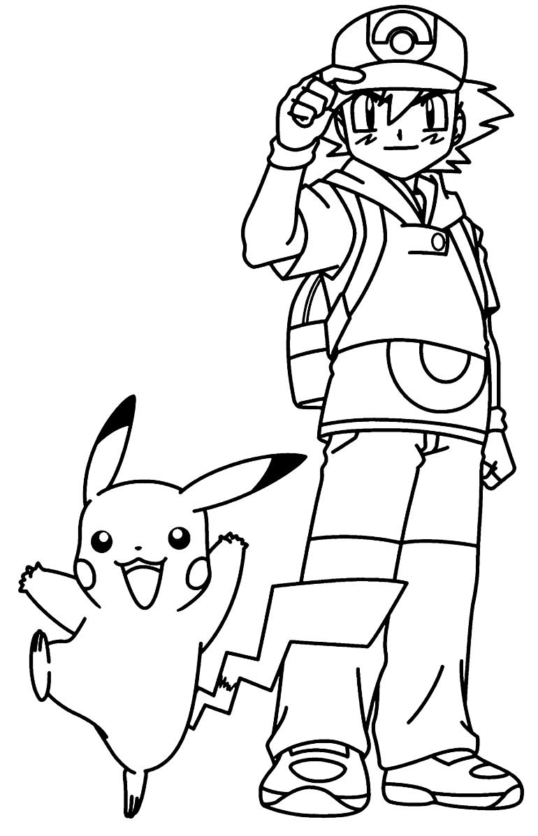 Desenho de Ash e Pikachu
