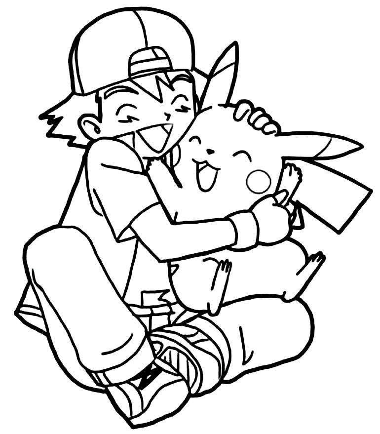 Desenho de Ash e Pikachu