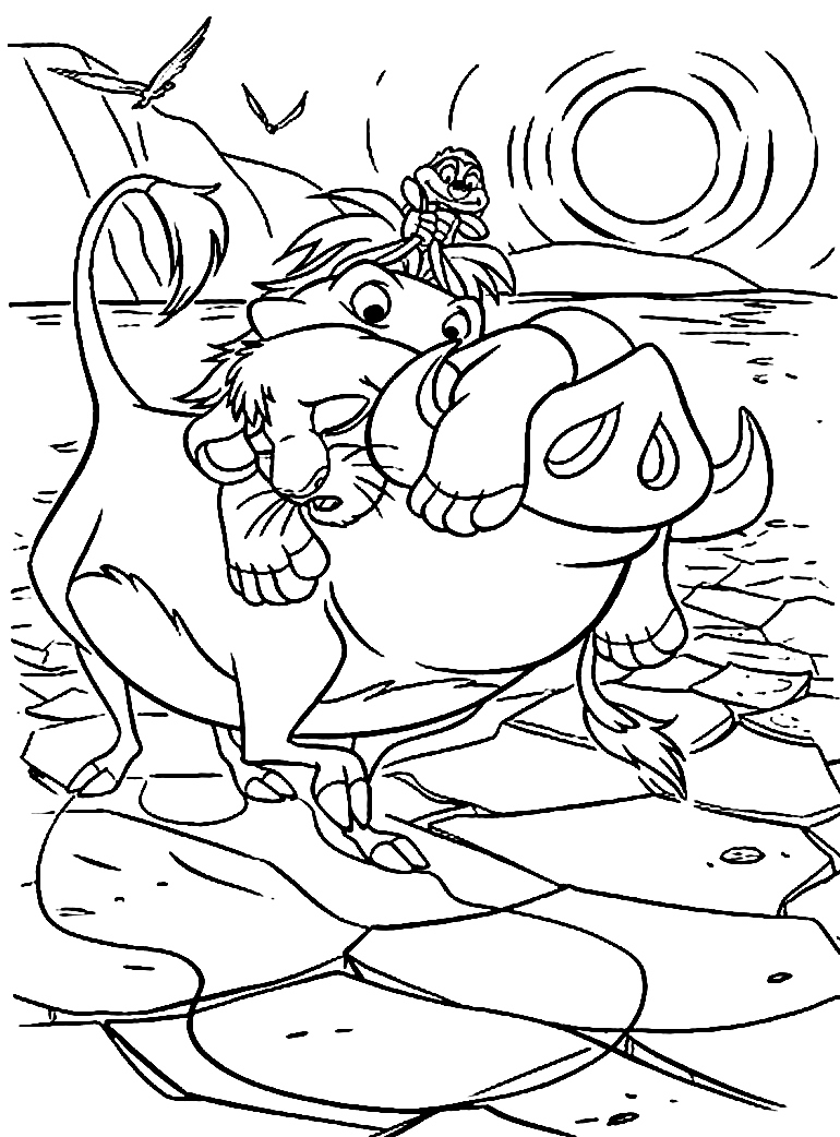 Desenho de Timão e Pumba para pintar