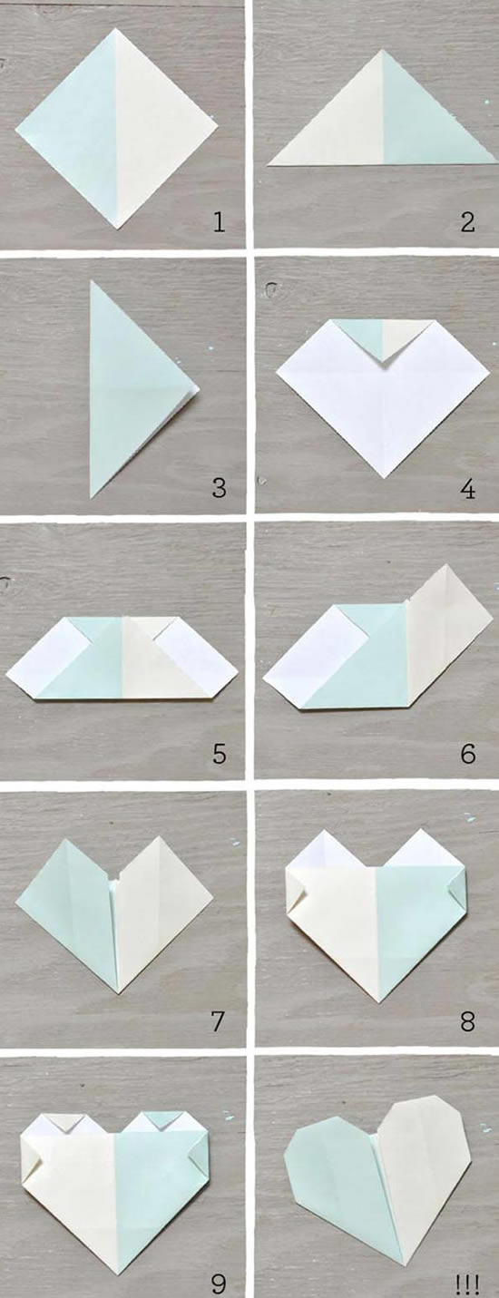 Coração de papel com origami