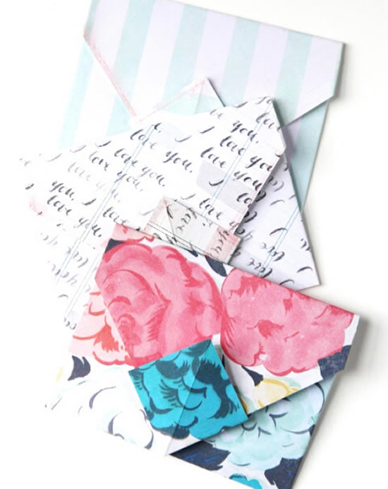 Envelope de papel com origami
