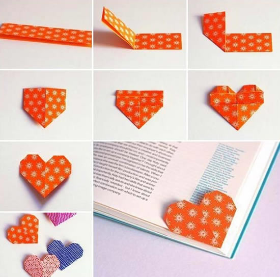 Coração de origami com papel