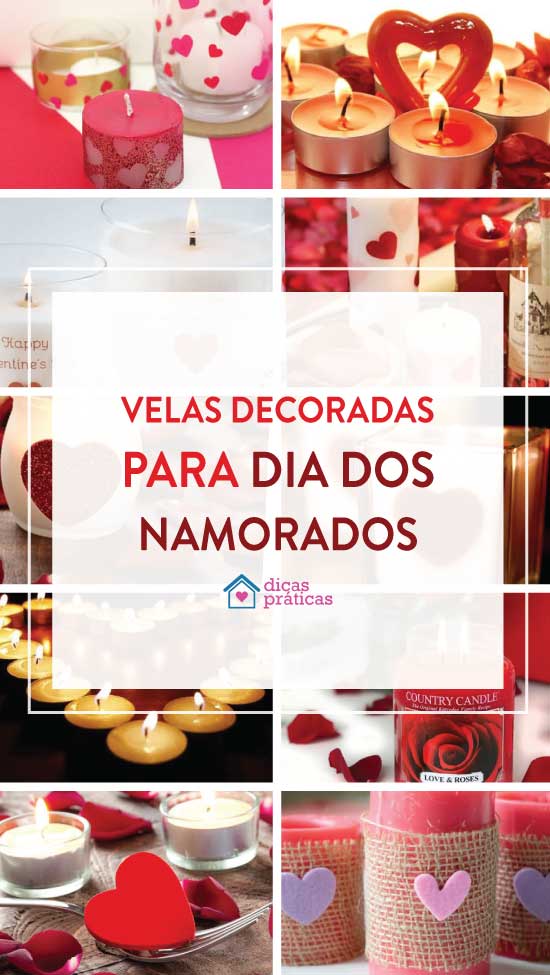 Velas decoradas para o Dia dos Namorados