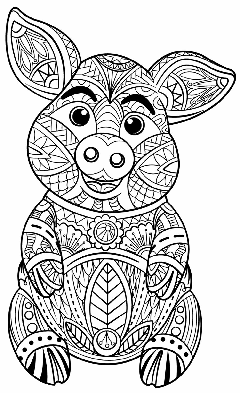 Desenho de porco para pintar
