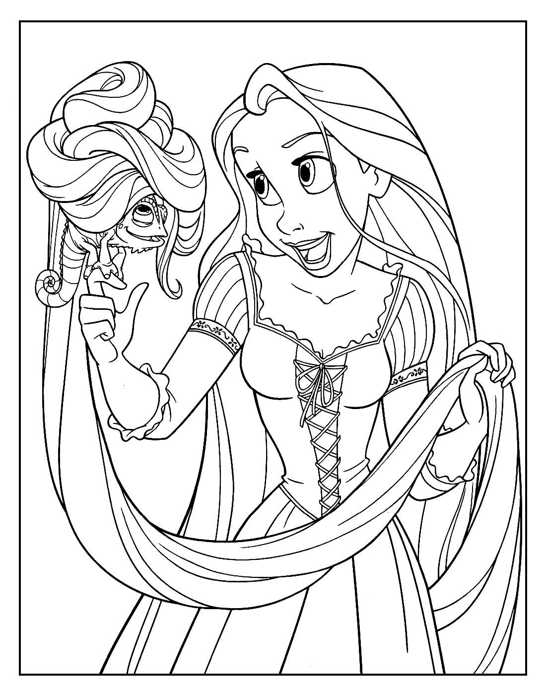 Desenho de Rapunzel para pintar e colorir