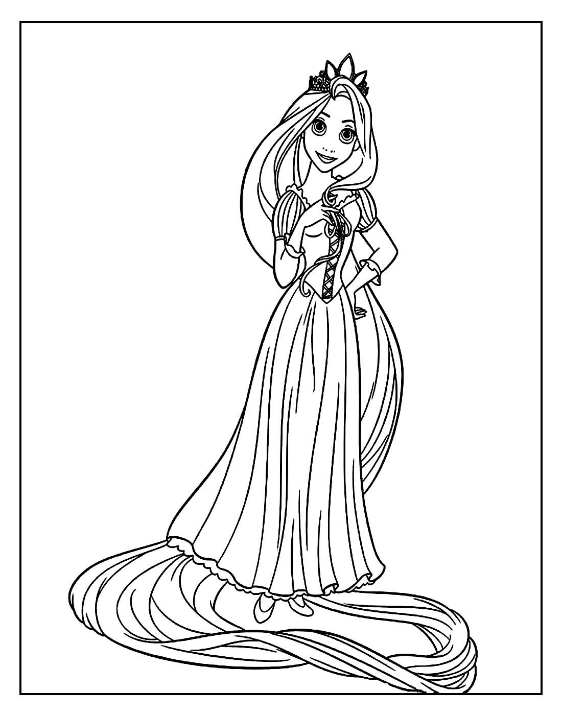 Desenho de Rapunzel para pintar e colorir