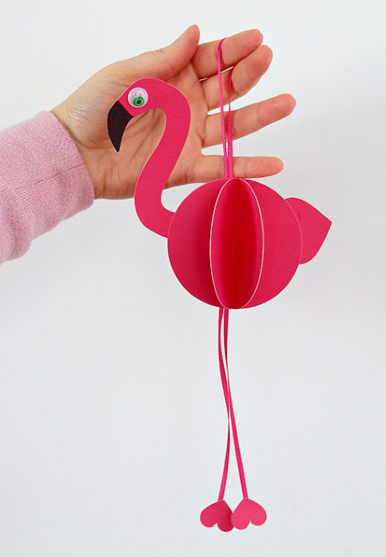 Flamingo de papel para atividades