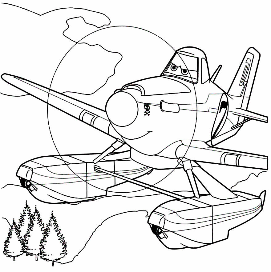 Desenho de avião para colorir