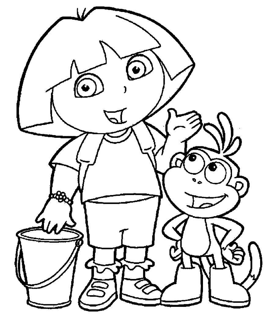 Desenho da Dora Aventureira para pintar