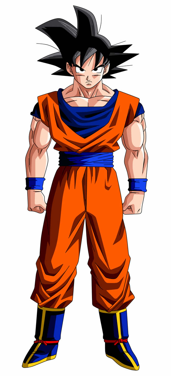 Pequeno personagem de desenho animado goku com desenho de