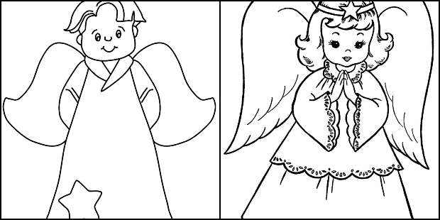 Desenhos de anjinhos e anjinhas para colorir