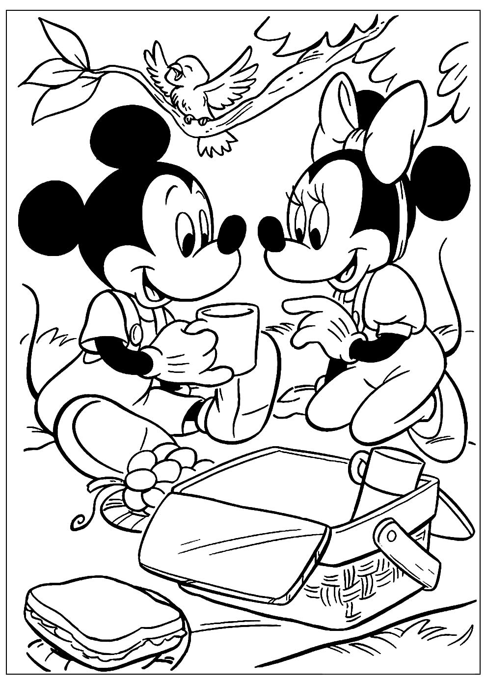 Desenhos da Minnie e Mickey para colorir