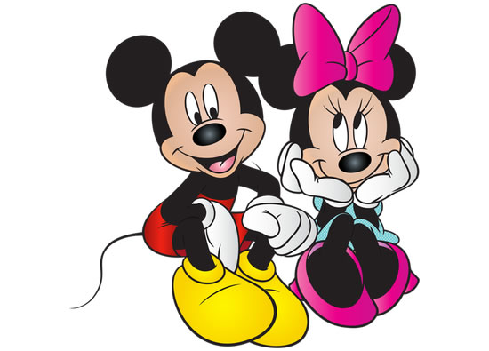 Desenho Colorido da Minnie e do Mickey
