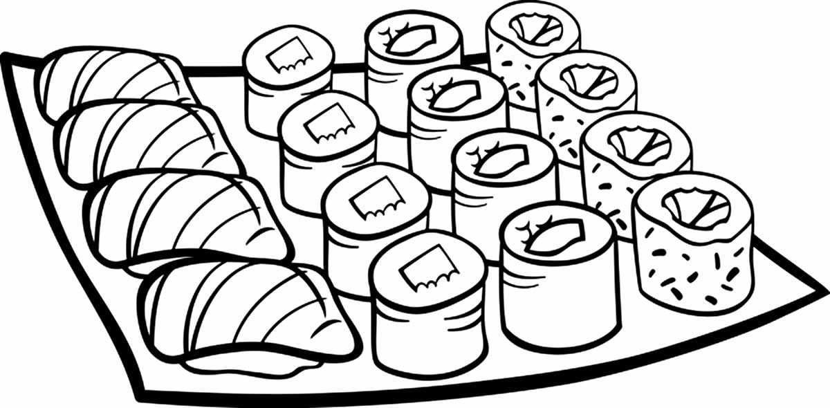 Desenhos de Sushi para colorir