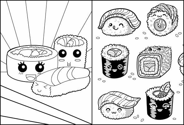 Desenhos de Sushi para colorir