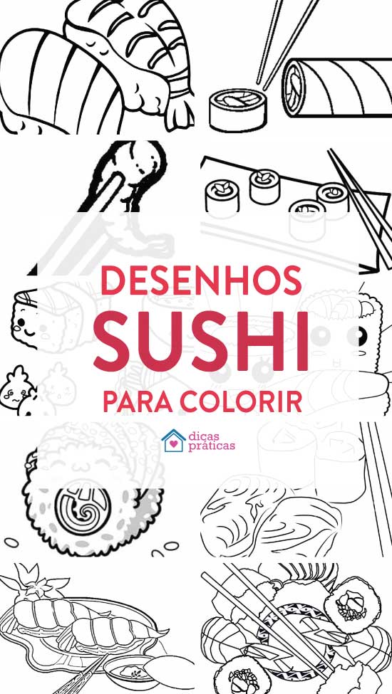 Desenhos de Sushi para colorir