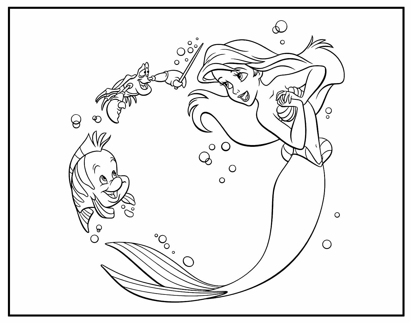 Desenho para colorir da Pequena Sereia