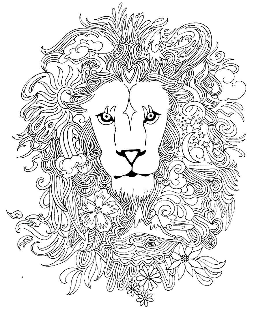 Desenho de Leão para pintar e colorir