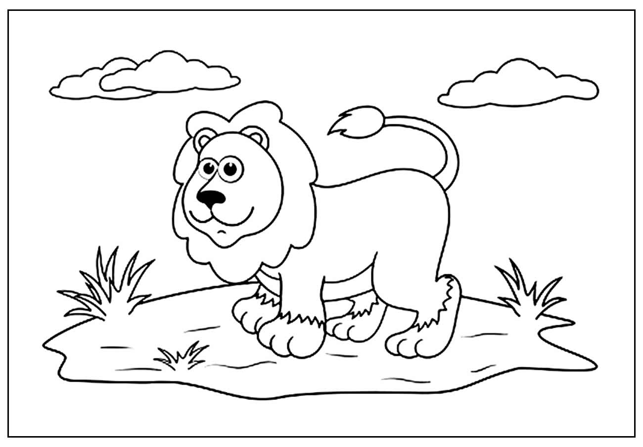 Desenho de Leão para pintar e colorir