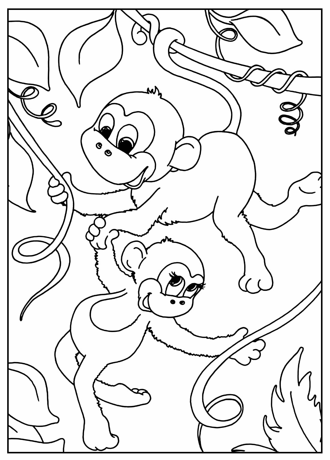 Desenho para colorir de um macaco fofo · Creative Fabrica