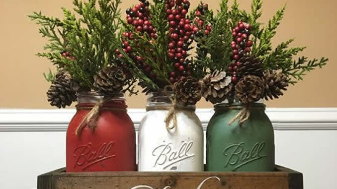 Decoração com Garrafas e Potes para Natal