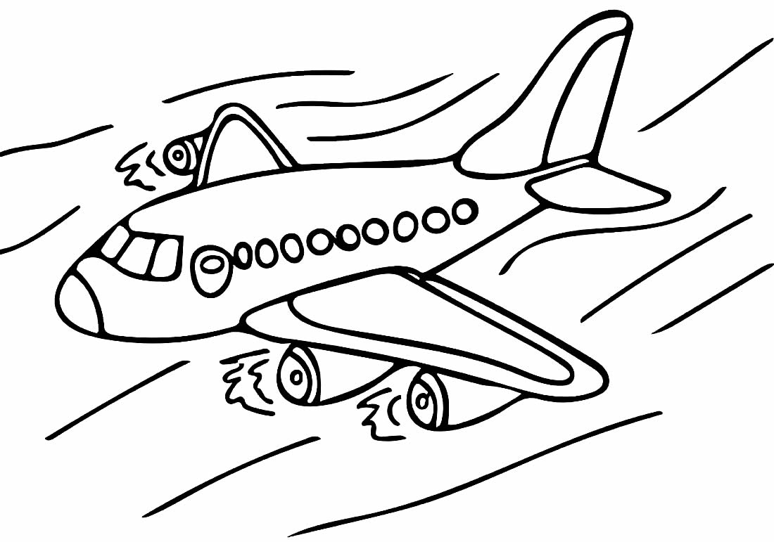 Desenho de Avião para pintar e colorir