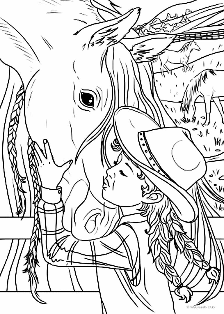 Desenho de Menina e cavalo para Colorir - Colorir.com