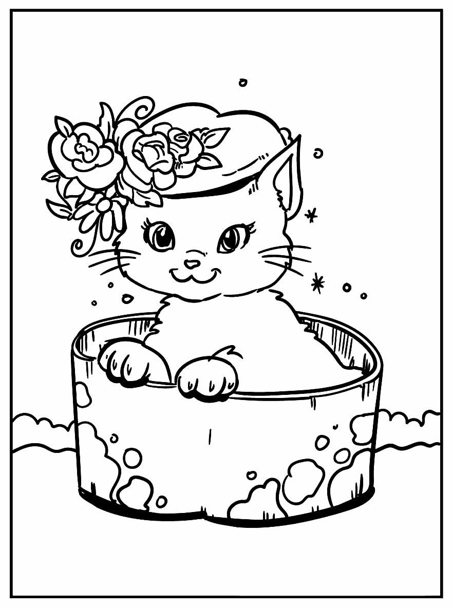 Desenho de Gatinha para colorir