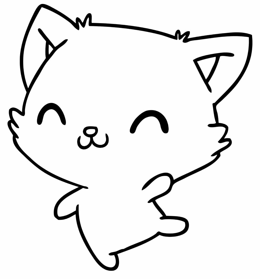 Desenho de Gatinha Kawaii para colorir