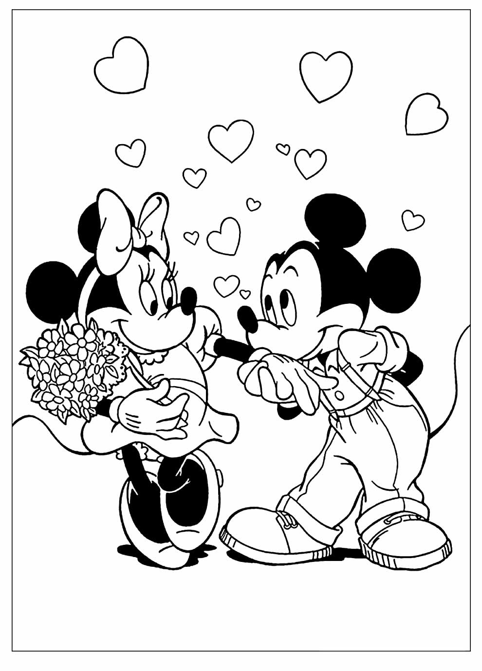 Desenho da Minnie e Mickey para colorir