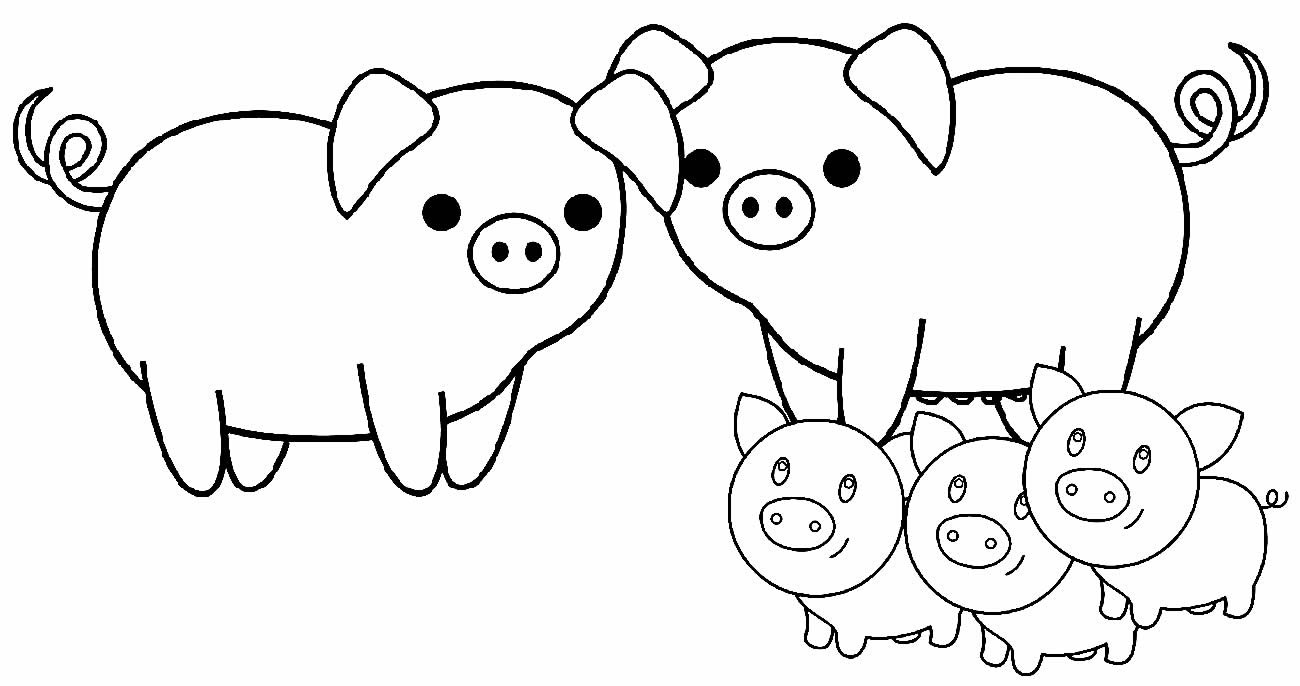 Desenho de Porquinhos para pintar e colorir