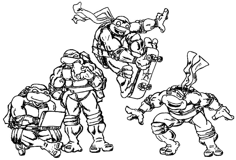 Desenho das Tartarugas Ninja para colorir