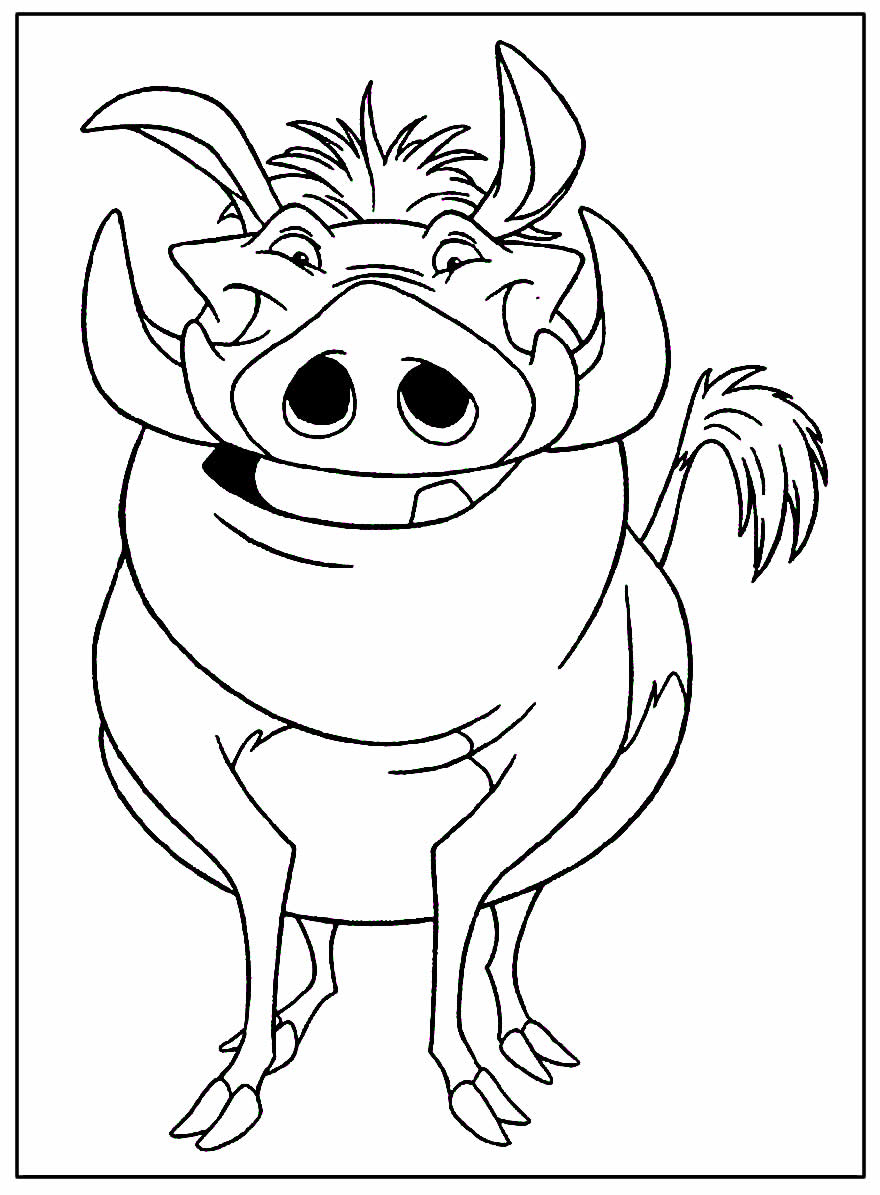 Desenho de Pumba para pintar - O Rei Leão