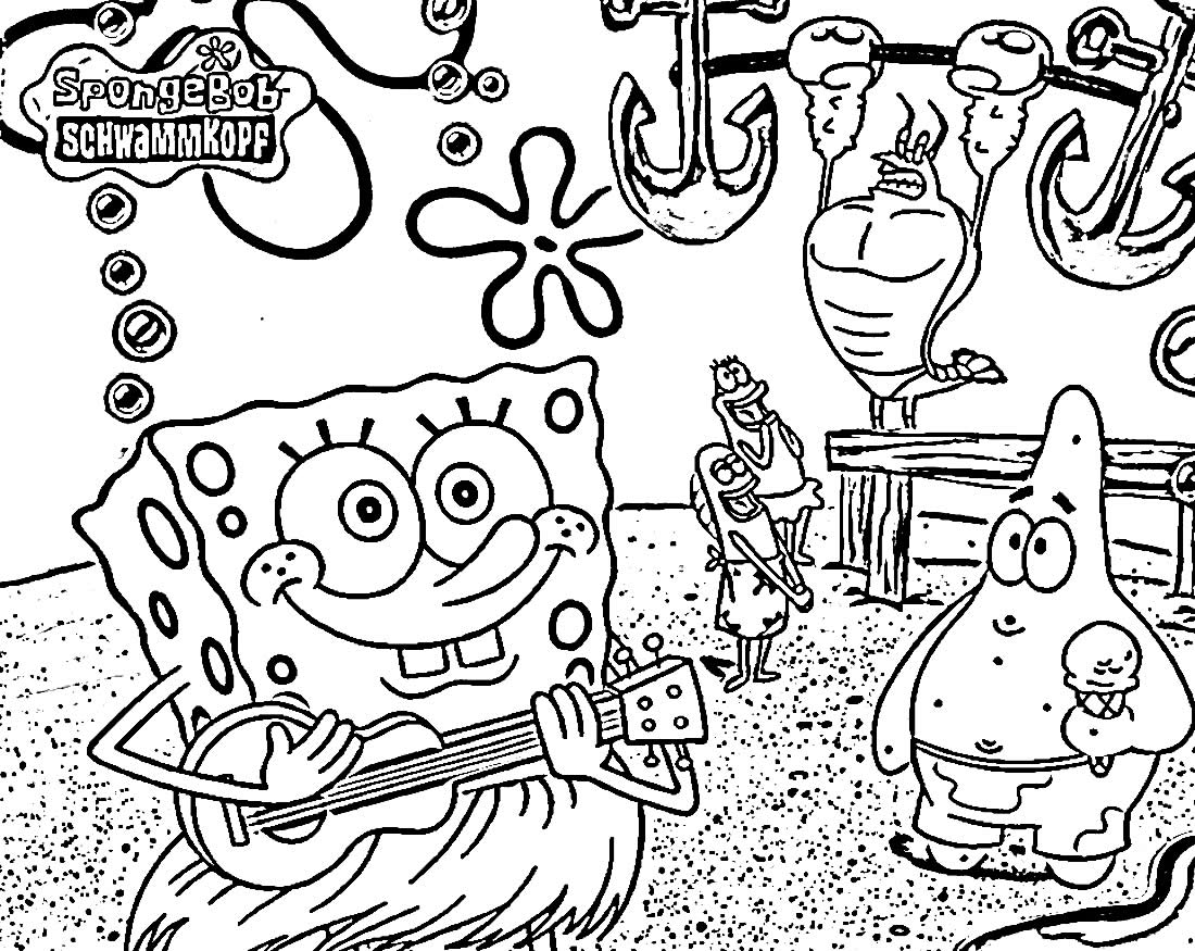 Desenho de Bob Esponja para pintar