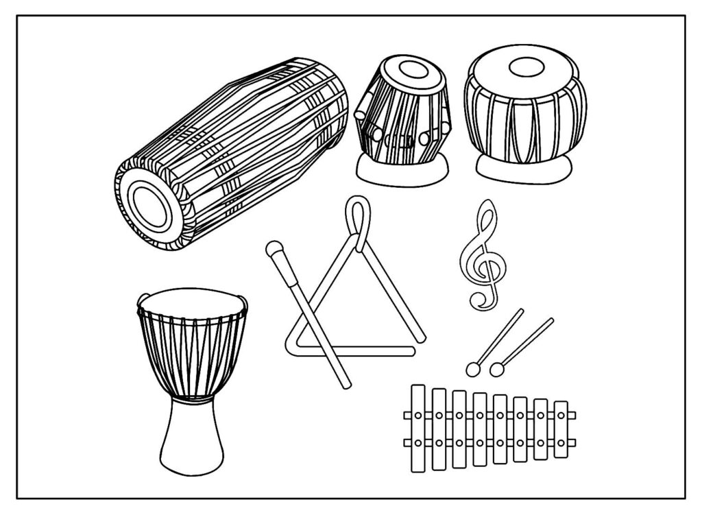50+ Instrumentos Musicais para imprimir e colorir - Dicas Práticas