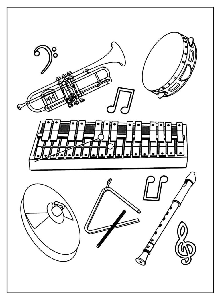 50+ Instrumentos Musicais para imprimir e colorir - Dicas Práticas