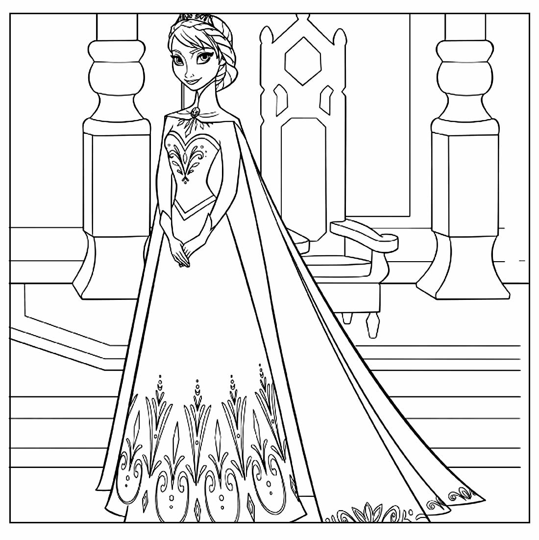 Desenho para pintar e colorir da Princesa Elsa