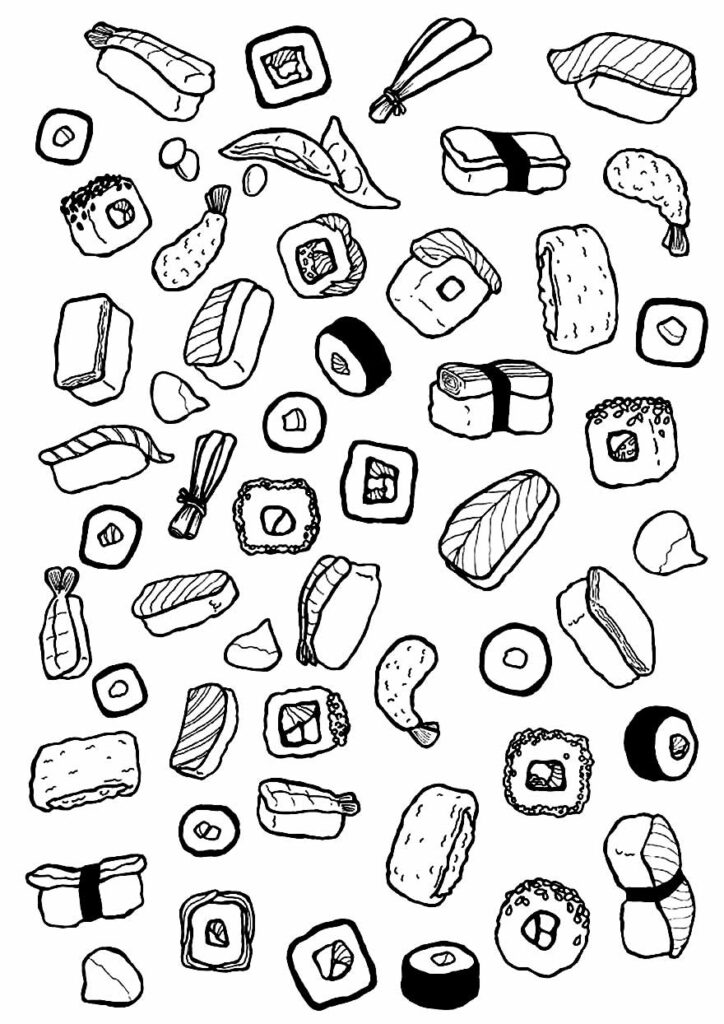 50+ Desenhos de Sushi para colorir - Dicas Práticas