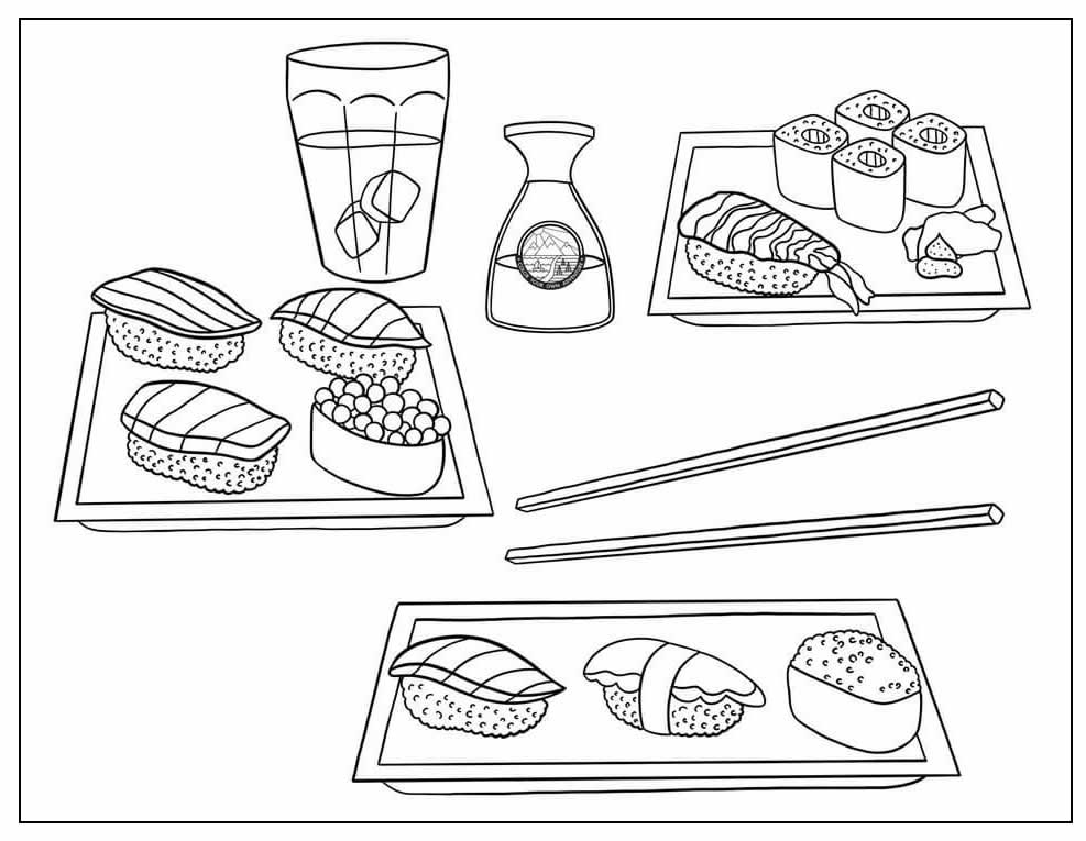 Desenho lindo de Sushi