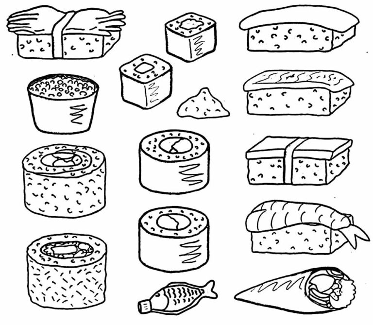 50+ Desenhos de Sushi para colorir - Dicas Práticas