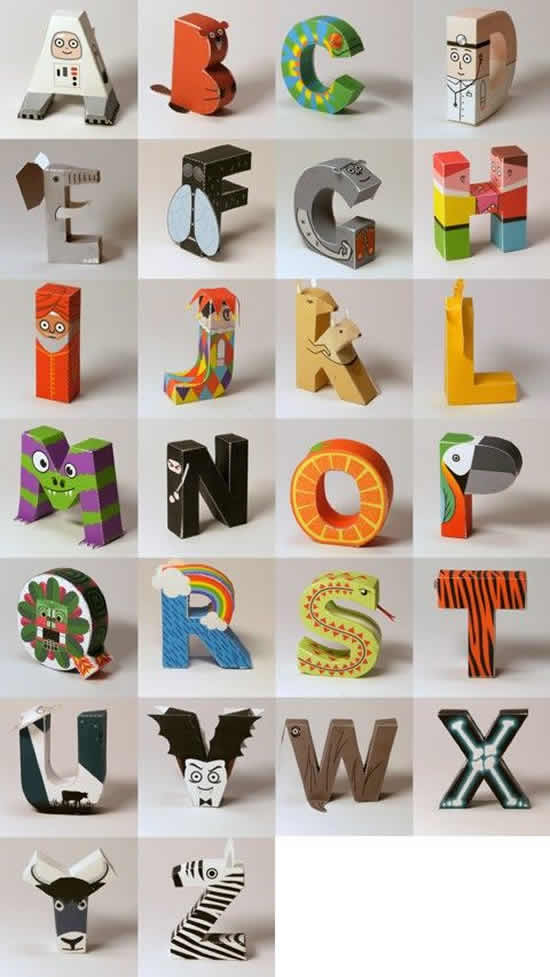 Letras de papel com moldes para imprimir