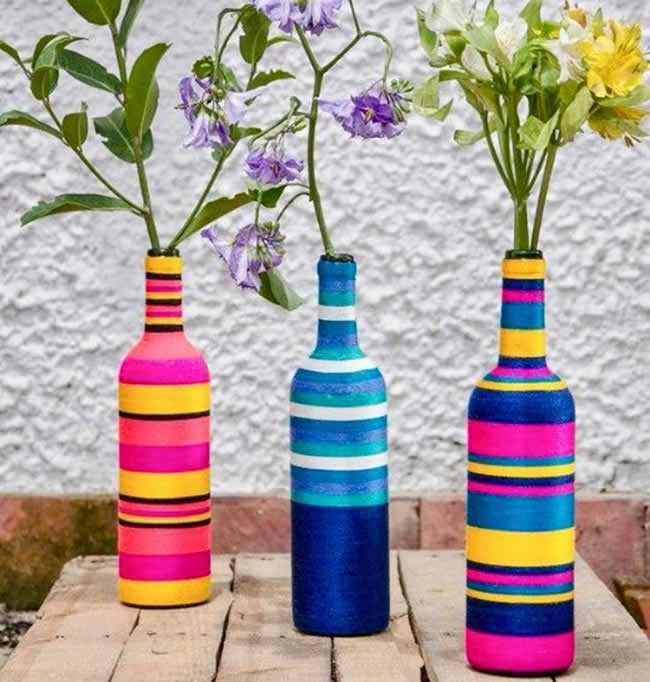 Decoração com Garrafas Recicladas para Centros de Mesa