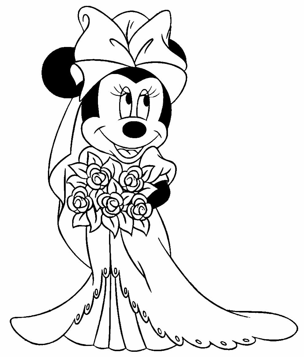 Minnie de noiva para colorir