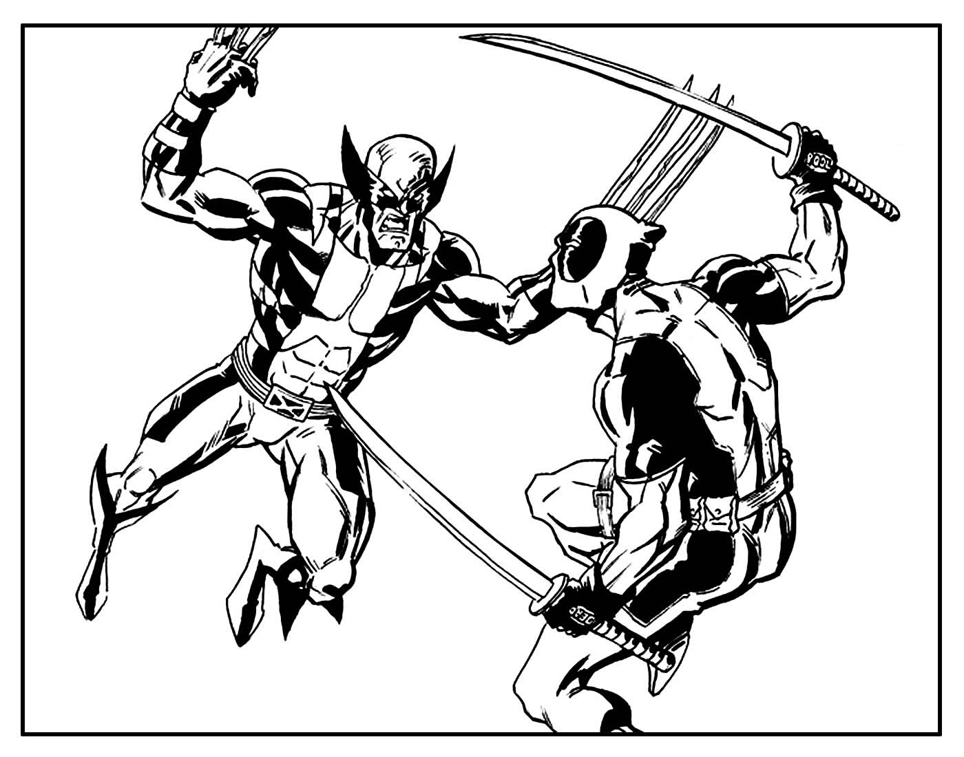 Desenho para colorir de Wolverine e Deadpool
