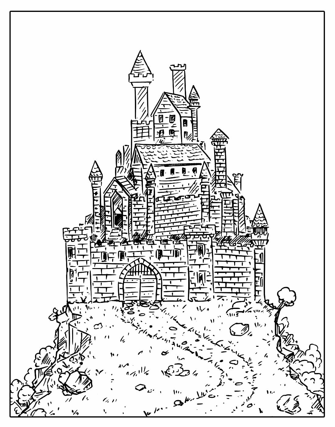 Desenho de Castelo Realista para colorir