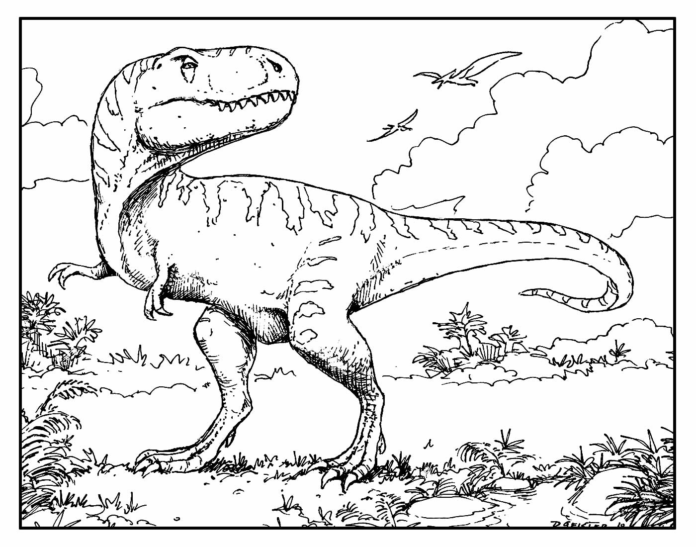 Desenho Realista de Dinossauro para colorir