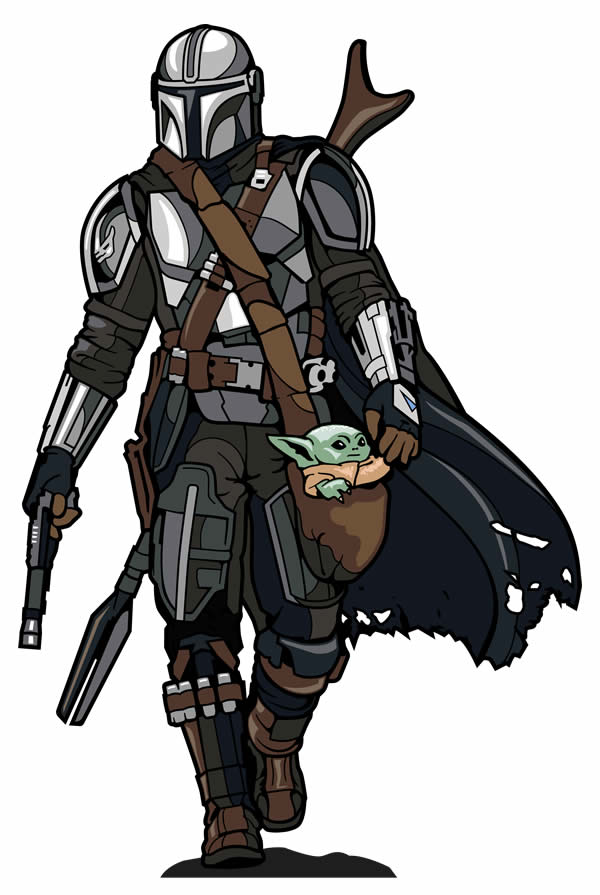 Desenho colorido do Mandalorian