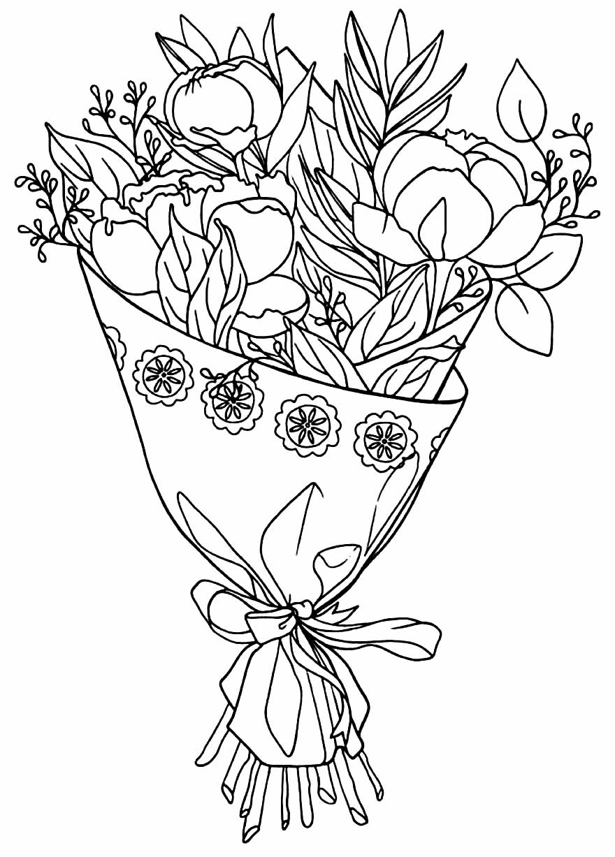 Buquê de Rosas para pintar e colorir